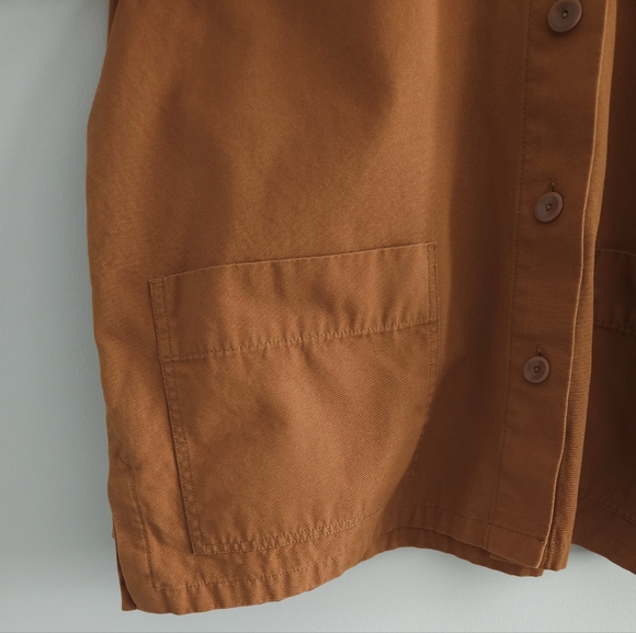 Eileen Fisher Washed Organic Cotton Canvas Jacket Medium Orange Chore Minimalist - Picture 6 of 10